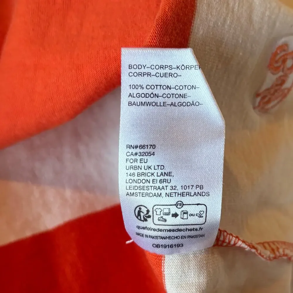 Urban Outfitters BDG Classic Cutoff Rugby Shirt Wide Stripe Orange Mens Large - Picture 9 of 11